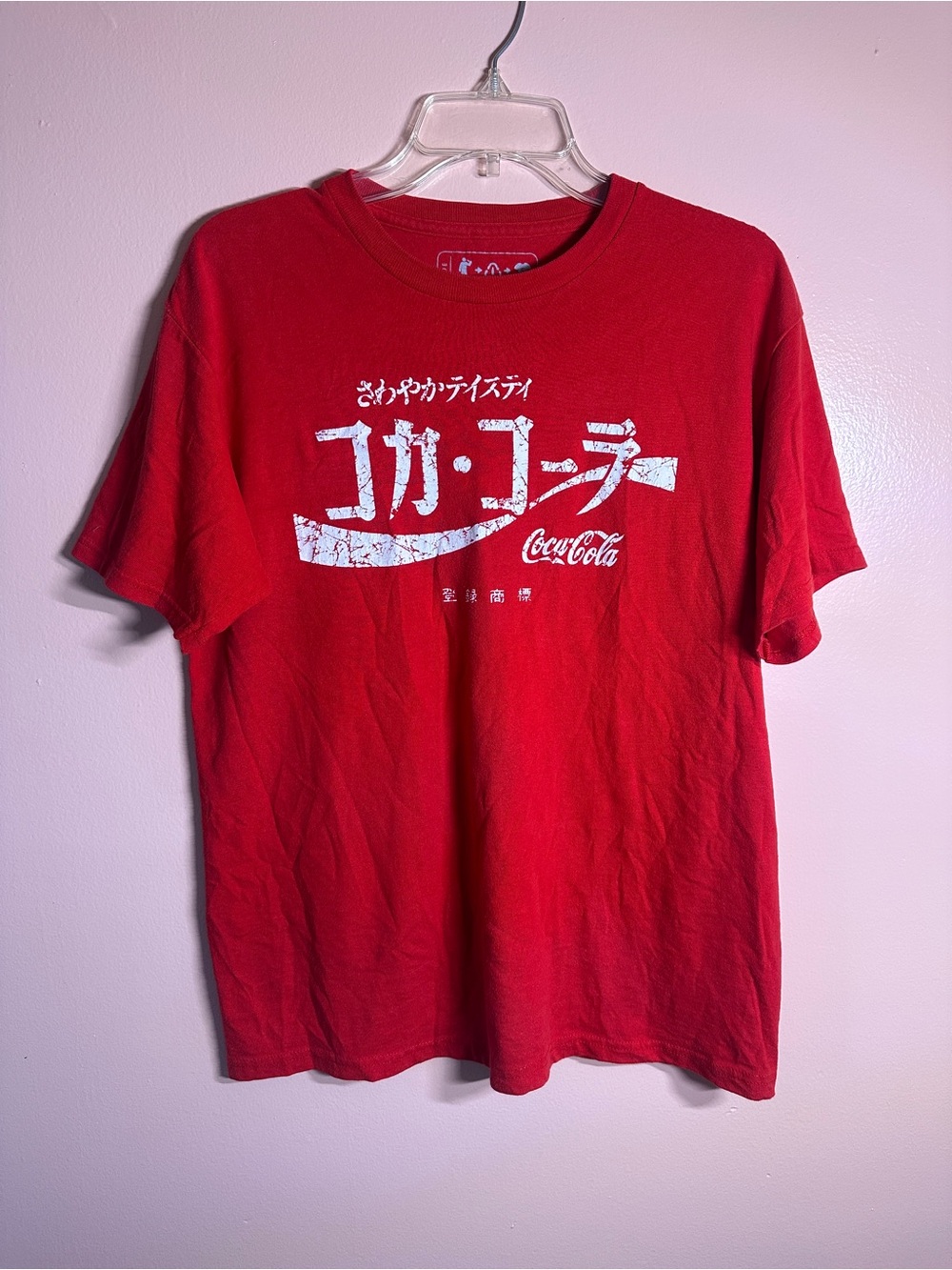 Alt Indie Coca Cola Red Tee with White Logo Unisex Japanese Short Sleeve